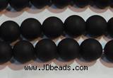 CAG6012 15.5 inches 8mm round matte black agate beads