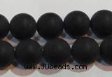 CAG6013 15.5 inches 10mm round matte black agate beads