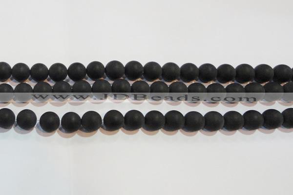 CAG6013 15.5 inches 10mm round matte black agate beads