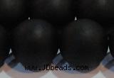 CAG6017 15.5 inches 18mm round matte black agate beads