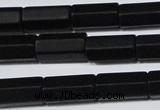 CAG6035 15.5 inches 6*12mm faceted tube matte black agate beads