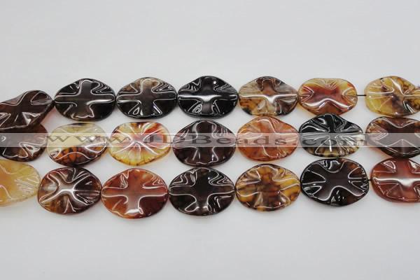 CAG6060 15.5 inches 18*25mm wavy oval dragon veins agate beads