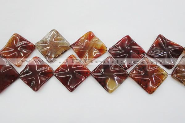 CAG6071 15.5 inches 30mm wavy diamond dragon veins agate beads