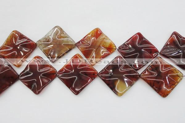 CAG6072 15.5 inches 40mm wavy diamond dragon veins agate beads