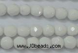 CAG6100 15.5 inches 4mm faceted round white agate gemstone beads