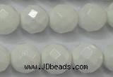 CAG6102 15.5 inches 8mm faceted round white agate gemstone beads