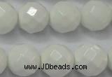 CAG6103 15.5 inches 10mm faceted round white agate gemstone beads