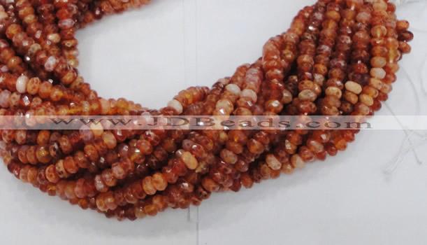 CAG612 15.5 inches 6*10mm faceted rondelle natural fire agate beads