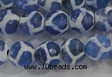 CAG6122 15 inches 12mm faceted round tibetan agate gemstone beads