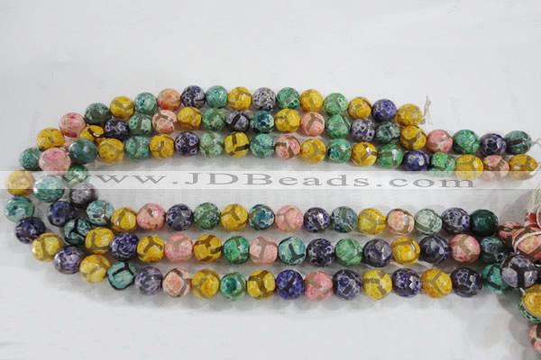 CAG6140 15 inches 8mm faceted round tibetan agate gemstone beads