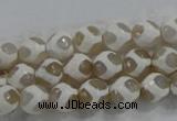 CAG6175 15 inches 8mm faceted round tibetan agate gemstone beads