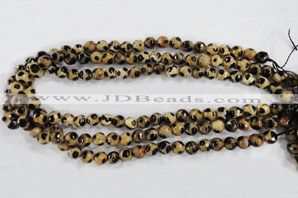 CAG6207 15 inches 12mm faceted round tibetan agate gemstone beads