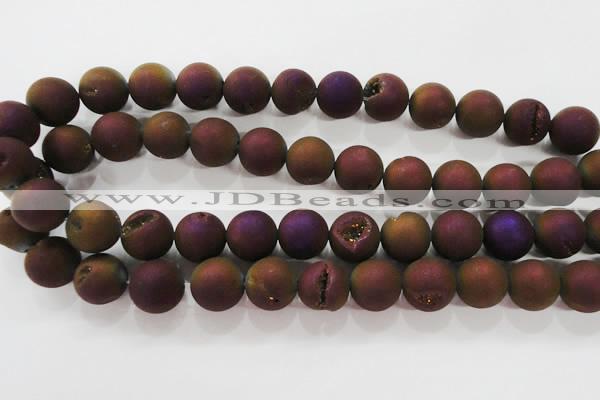 CAG6304 15 inches 12mm round plated druzy agate beads wholesale