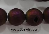 CAG6317 15 inches 18mm faceted round plated druzy agate beads