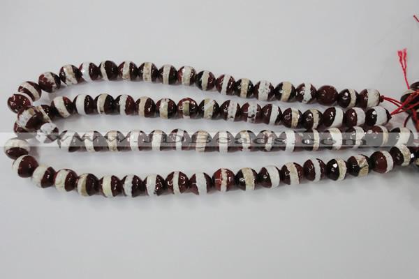 CAG6364 15 inches 12mm faceted round tibetan agate gemstone beads