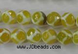 CAG6370 15 inches 8mm faceted round tibetan agate gemstone beads