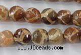 CAG6379 15 inches 10mm faceted round tibetan agate gemstone beads