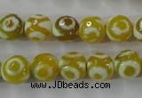 CAG6387 15 inches 8mm faceted round tibetan agate gemstone beads