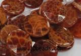 CAG639 15.5 inches 20mm faceted coin natural fire agate beads