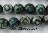 CAG6395 15 inches 8mm faceted round tibetan agate gemstone beads