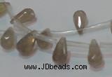 CAG6544 Top-drilled 6*10mm faceted teardrop Brazilian grey agate beads