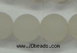 CAG6683 15 inches 14mm round white pilates agate beads