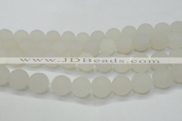 CAG6685 15 inches 18mm round white pilates agate beads