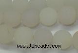 CAG6687 15 inches 8mm round white pilates agate beads