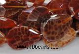 CAG672 15.5 inches 20*30mm faceted flat teardrop natural fire agate beads