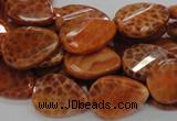 CAG674 15.5 inch 15*20mm faceted teardrop twisted natural fire agate beads