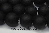 CAG6740 15 inches 8mm round black pilates agate beads