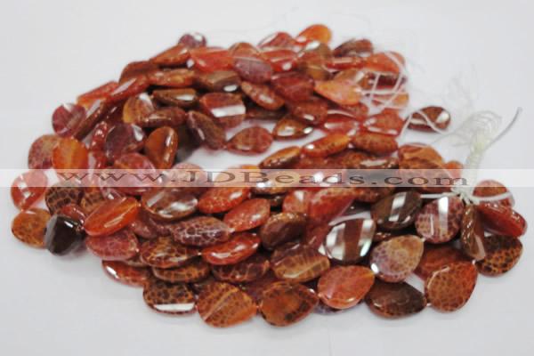 CAG675 15.5 inch 18*25mm faceted teardrop twisted natural fire agate beads