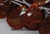 CAG680 15.5 inches 22*30mm faceted teardrop natural fire agate beads