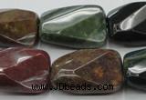 CAG6814 15.5 inches 16*22mm faceted & twisted rectangle Indian agate beads