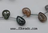 CAG6838 Top drilled 8*12mm flat teardrop Indian agate beads