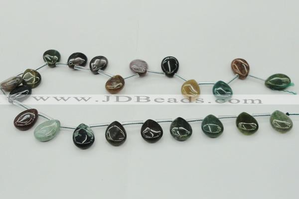 CAG6840 Top drilled 12*16mm flat teardrop Indian agate beads