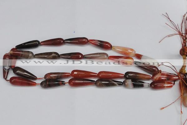 CAG6893 15.5 inches 10*30mm faceted teardrop line agate beads