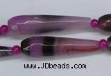 CAG6902 15.5 inches 10*40mm faceted teardrop line agate beads