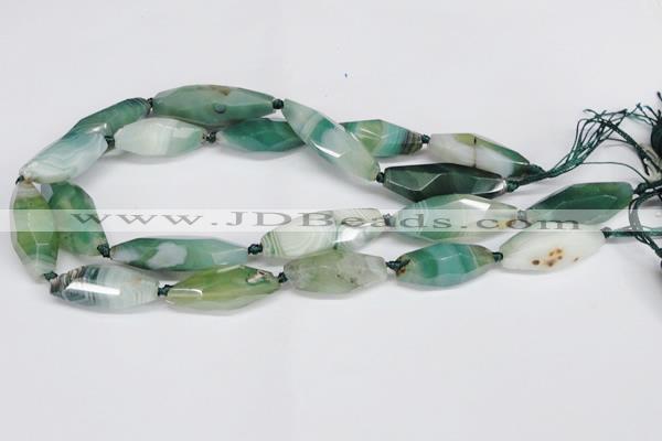 CAG6912 15.5 inches 13*35mm - 15*45mm faceted rice line agate beads