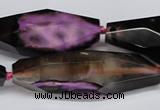 CAG6915 15.5 inches 18*65mm faceted rice line agate beads