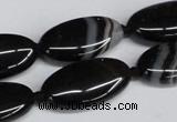 CAG6920 15.5 inches 15*30mm oval black line agate beads