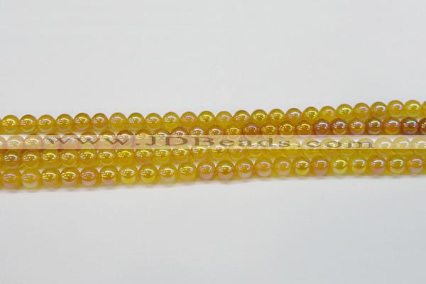 CAG7120 15.5 inches 4mm round AB-color yellow agate gemstone beads