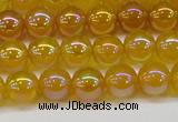 CAG7121 15.5 inches 6mm round AB-color yellow agate gemstone beads