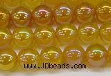 CAG7122 15.5 inches 8mm round AB-color yellow agate gemstone beads