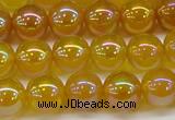 CAG7123 15.5 inches 10mm round AB-color yellow agate gemstone beads