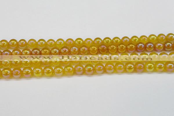 CAG7123 15.5 inches 10mm round AB-color yellow agate gemstone beads