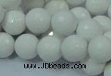 CAG714 15.5 inches 14mm faceted round white agate gemstone beads