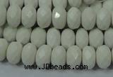 CAG715 15.5 inches 6*10mm faceted rondelle white agate gemstone beads