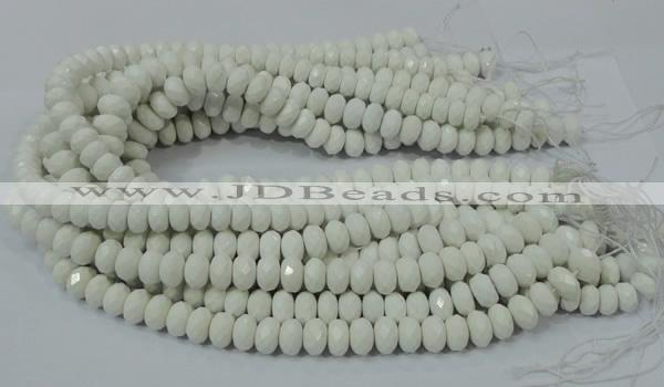 CAG715 15.5 inches 6*10mm faceted rondelle white agate gemstone beads