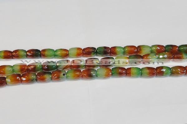 CAG7179 15.5 inches 10*14mm faceted drum rainbow agate gemstone beads